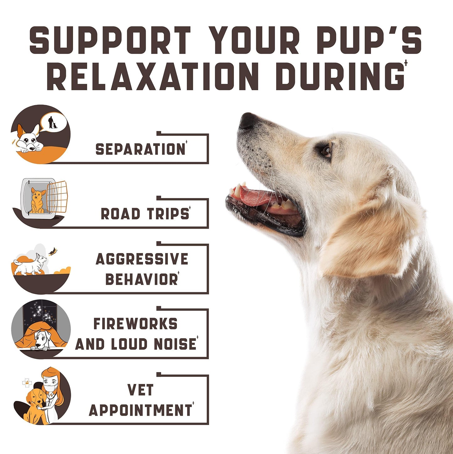Calming Chews for Labrador Dogs - Valerian Root, Hemp Oil, Duck Flavor, Joint & Skin Support