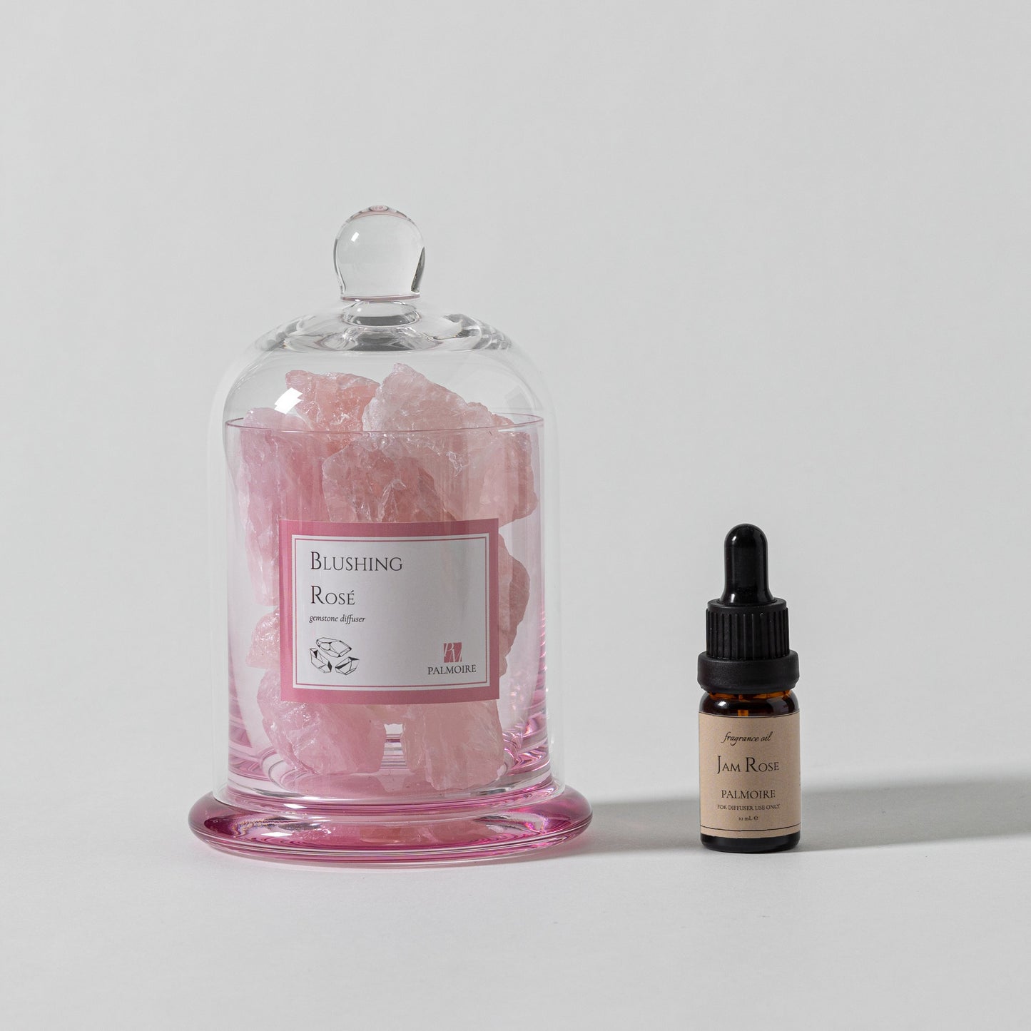 Blushing Rosé Gemstone Diffuser - Jam Rose Fragrance Oil, Floral Bouquet, Captivating Scent