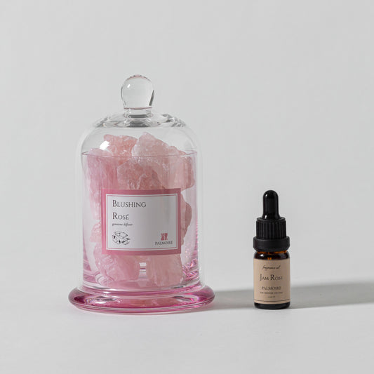 Blushing Rosé Gemstone Diffuser - Jam Rose Fragrance Oil, Floral Bouquet, Captivating Scent