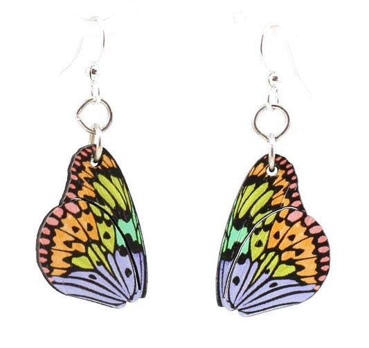 Brilliant Butterfly Wing Blossoms Earrings - Vibrant, Sustainable Wood, Silver-Finished Stainless Steel Ear Wires