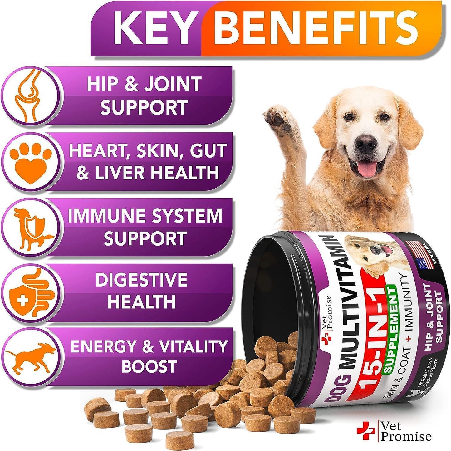 (2 Pack) Dog Joint Supplement Chews: Glucosamine, Multivitamins & Probiotics for Hip & Joint Health