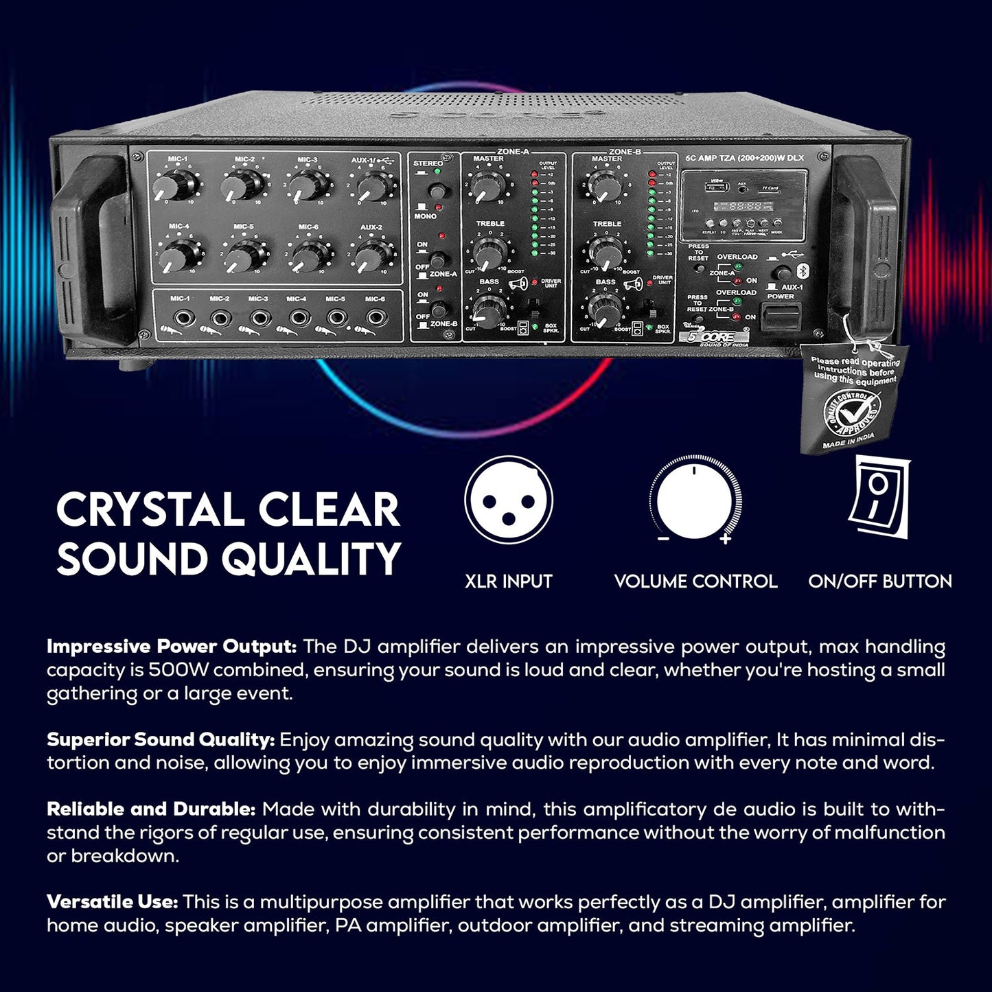 5 Core 4000W PA System Outdoor Indoor Commercial Industrial Grade Pagi