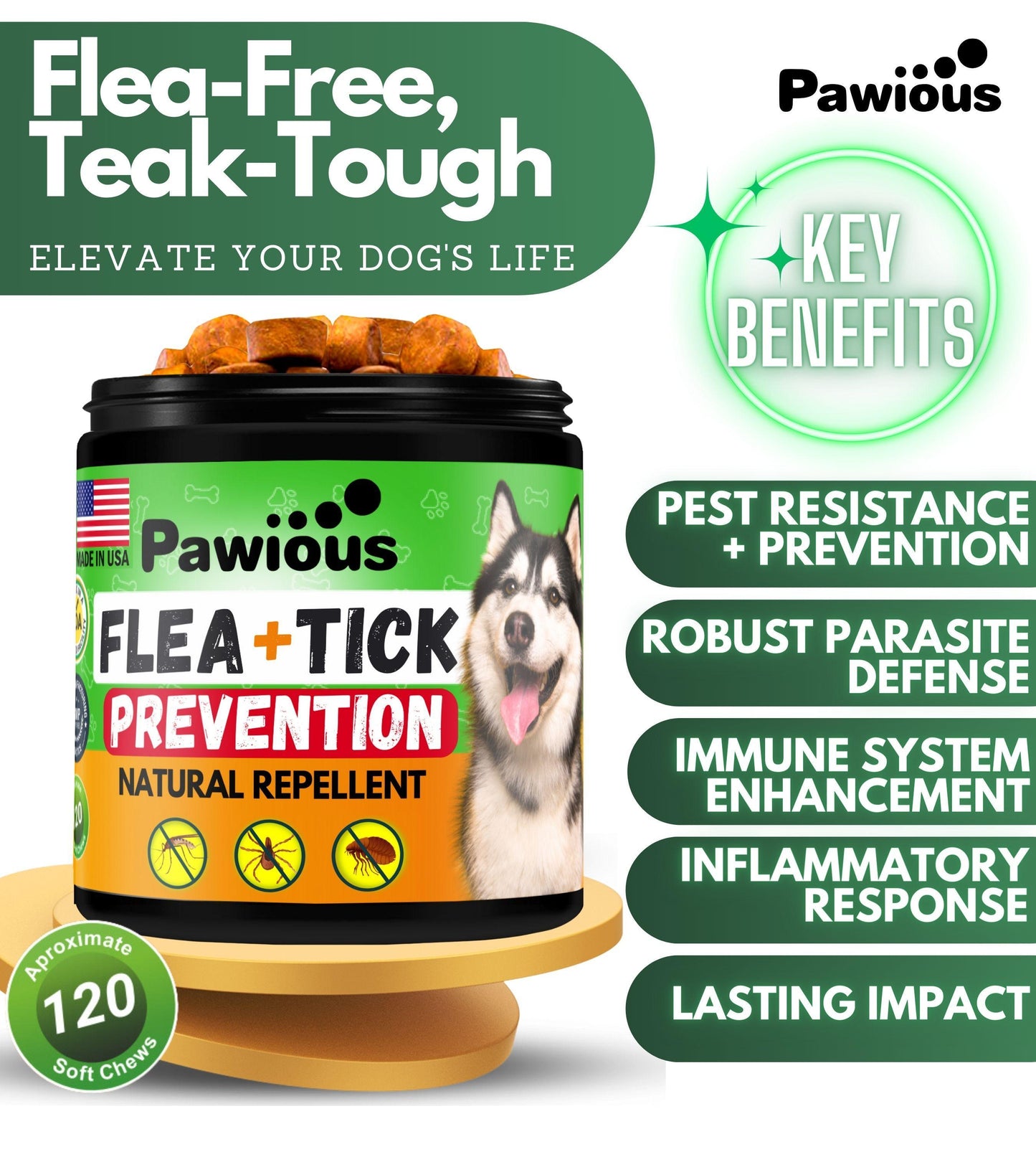 Natural Flea & Tick Prevention Chewable Tablets for Dogs – Chicken-Flavored