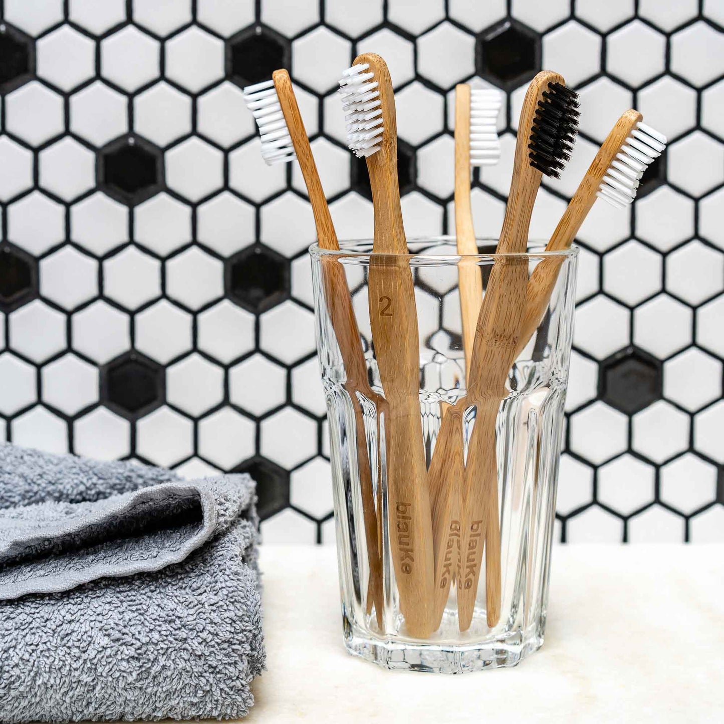 Bamboo Toothbrush Set 5-Pack - Medium Bristles, Charcoal Infused, BPA-Free, Organic, Vegan, Eco-Friendly