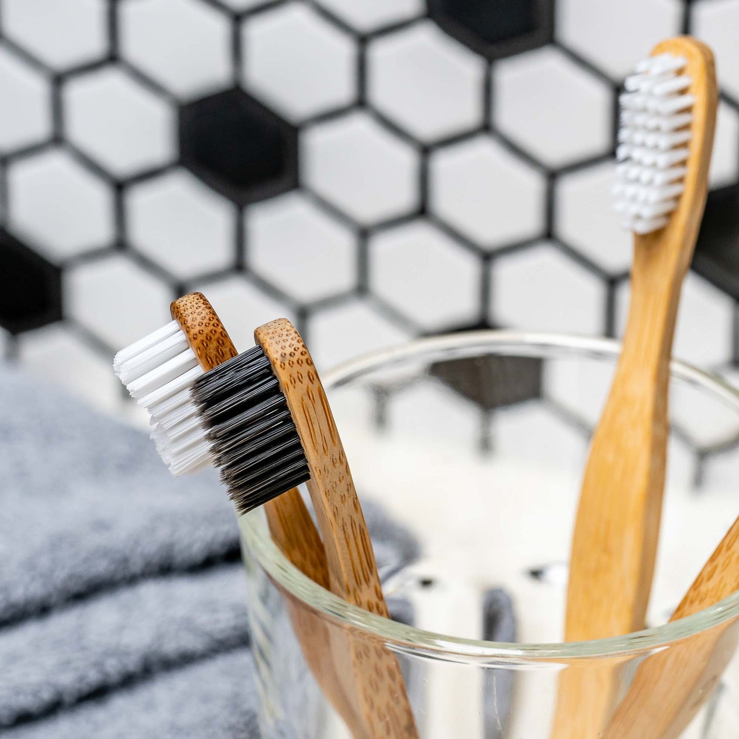 Bamboo Toothbrush Set 5-Pack - Medium Bristles, Charcoal Infused, BPA-Free, Organic, Vegan, Eco-Friendly