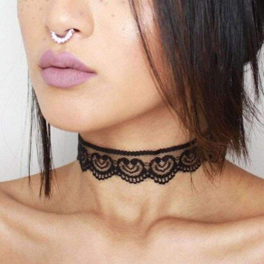 Black Lace Choker - Vintage & Edgy, 11.5" + 6" Extension