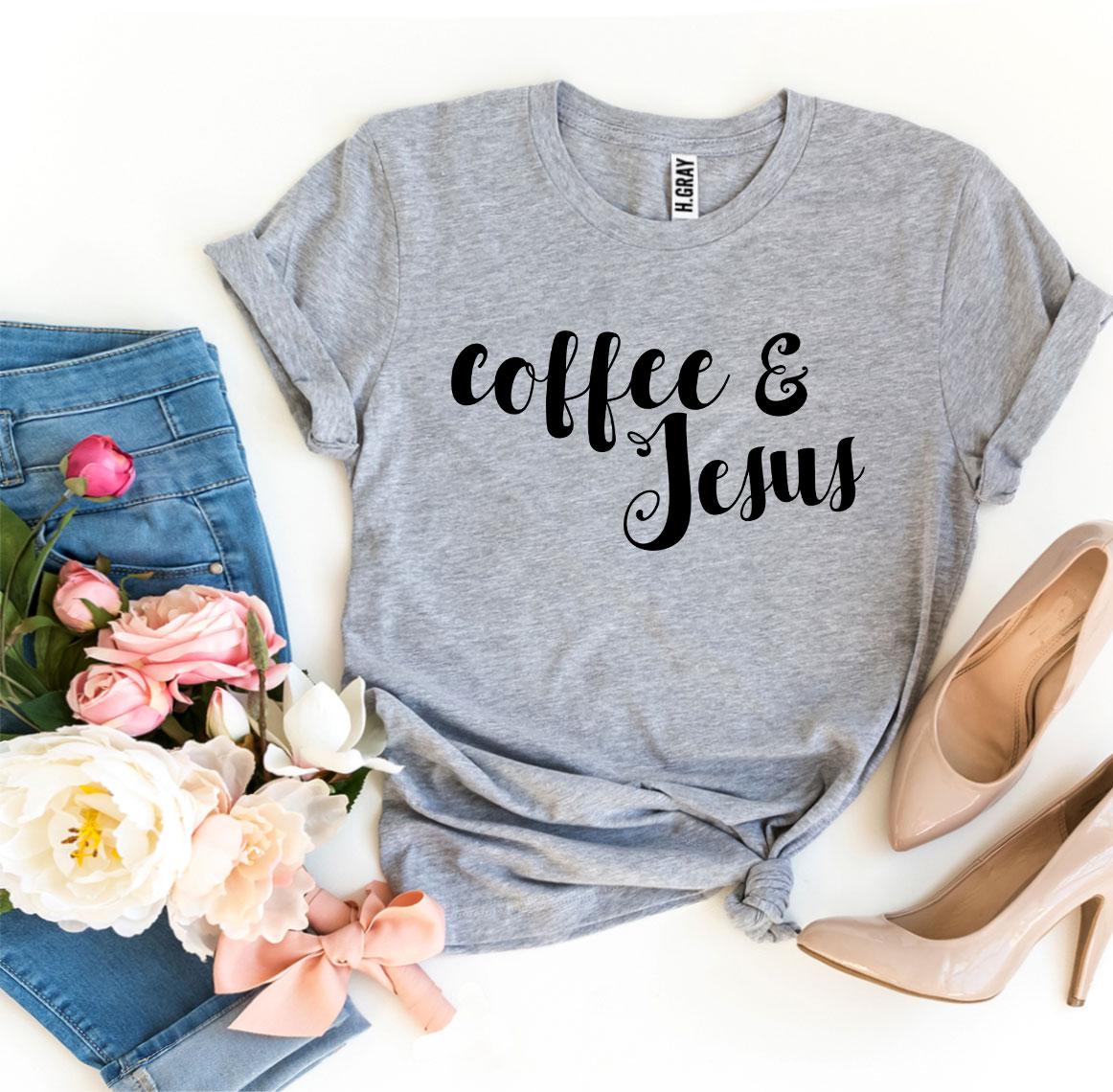 Coffee And Jesus T-shirt - Premium Ring Spun Cotton, Soft Textile Flex Print, Bella Canvas