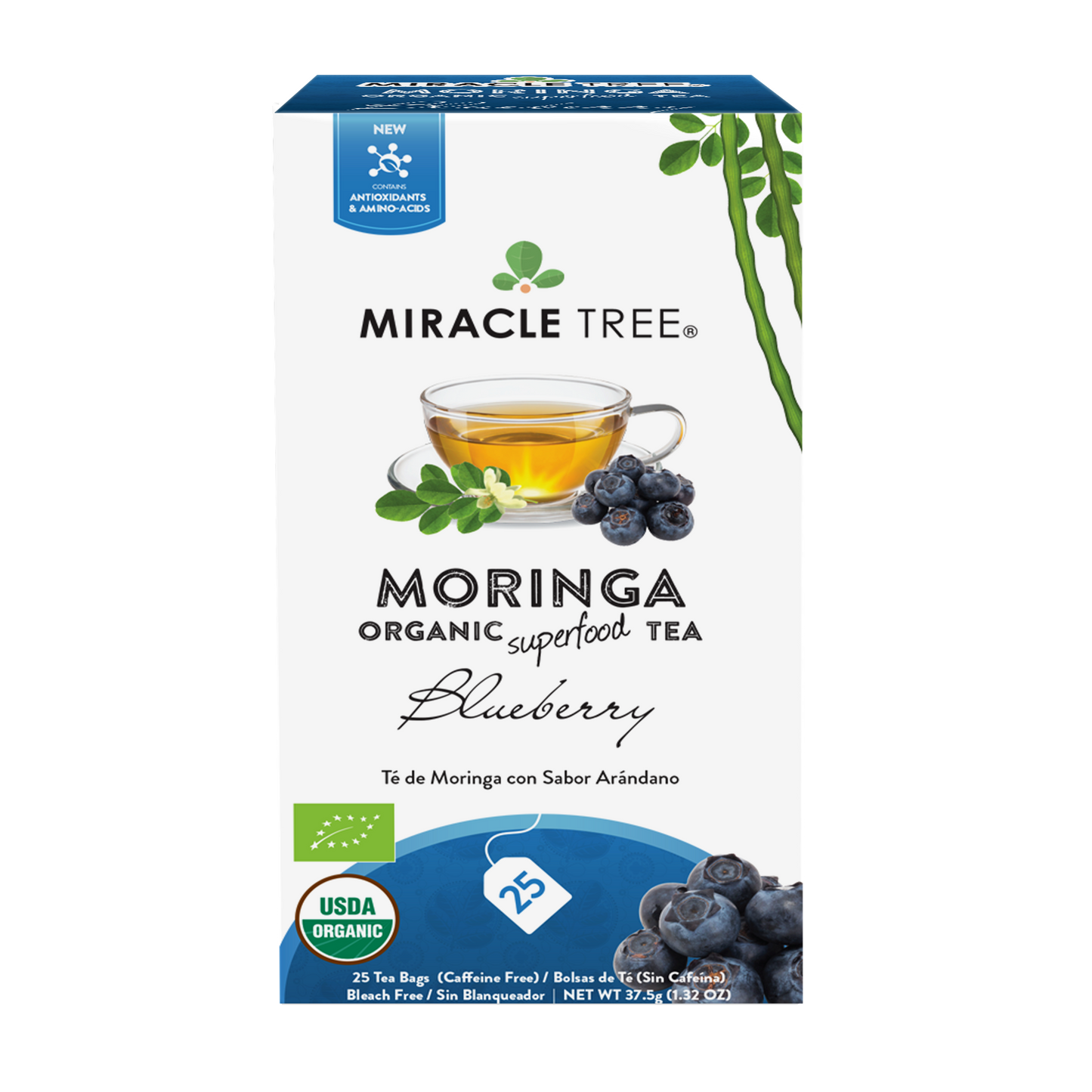 Miracle Tree's Organic Moringa Tea, Blueberry