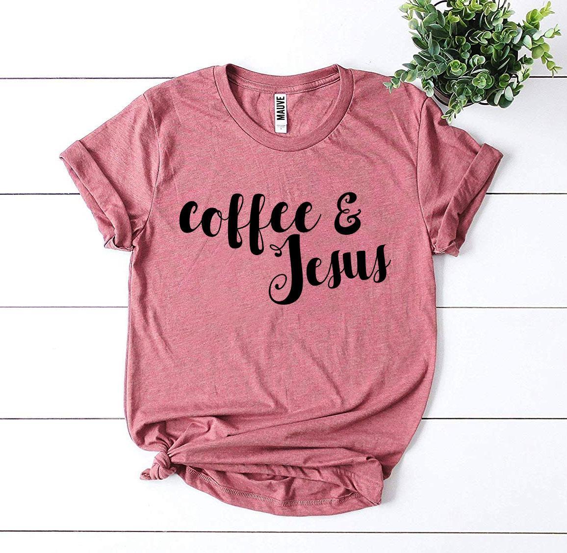 Coffee And Jesus T-shirt - Premium Ring Spun Cotton, Soft Textile Flex Print, Bella Canvas