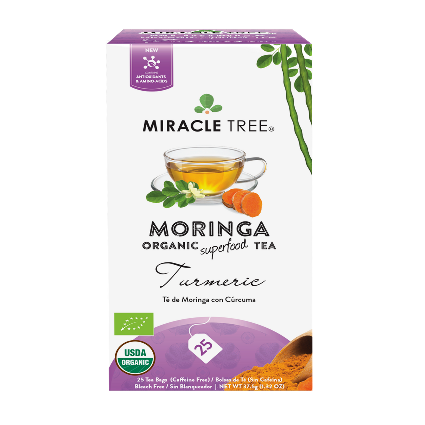Miracle Tree's Organic Moringa Tea, Turmeric