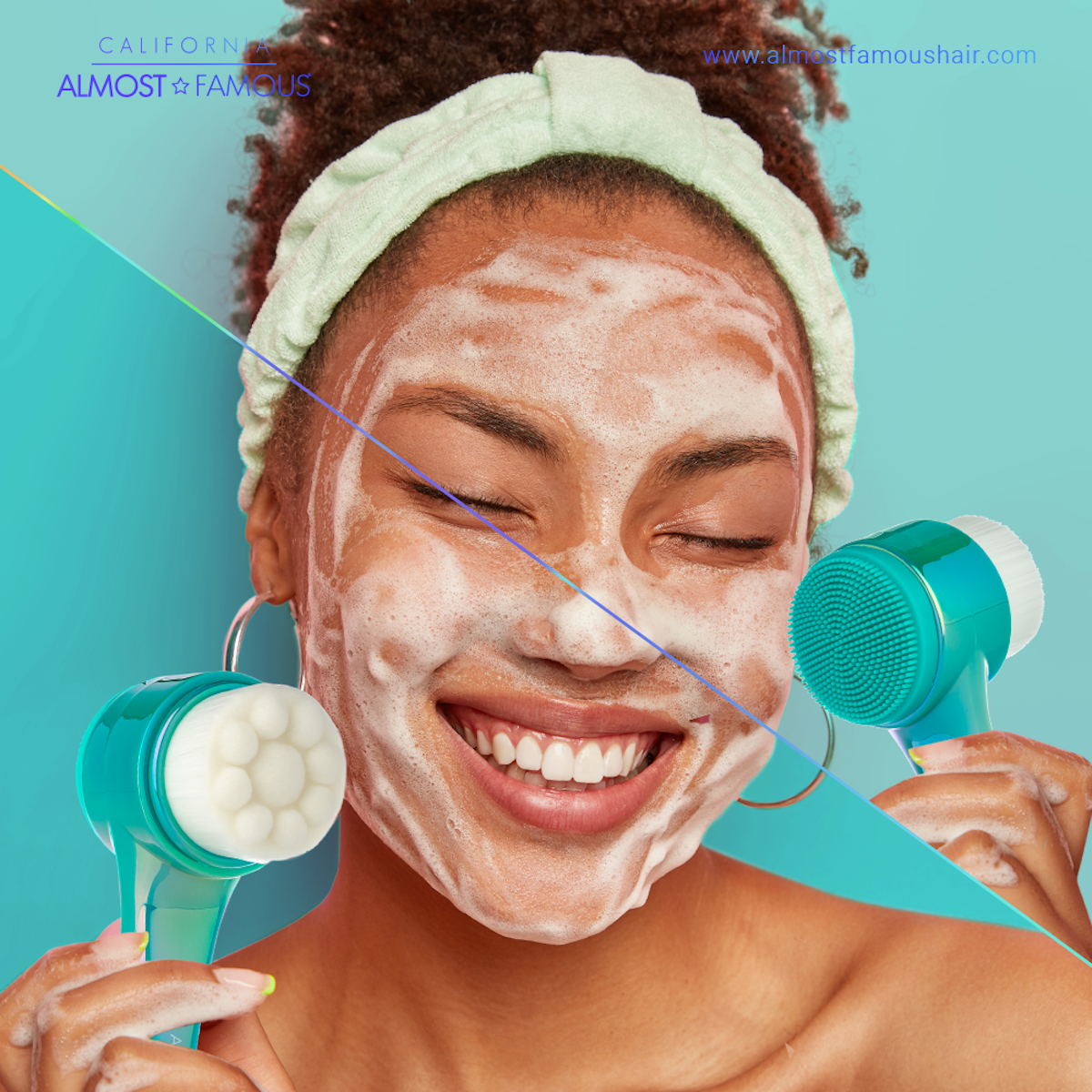 Almost Famous "Clean Freak" 2in1 Exfoliator Brush - Deep Cleanse & Exfoliate | 550,000 Microfiber Bristles for Clear, Radiant Skin