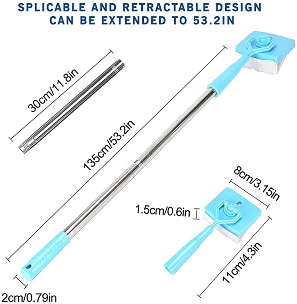 Baseboard Buddy Retractable Household Universal Cleaning Brush Mop Adjustable Length, Microfiber Mat, Lightweight