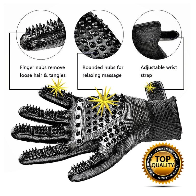 Pet Grooming Gloves – Gentle & Adjustable for Shedding, Detangling, and Massaging