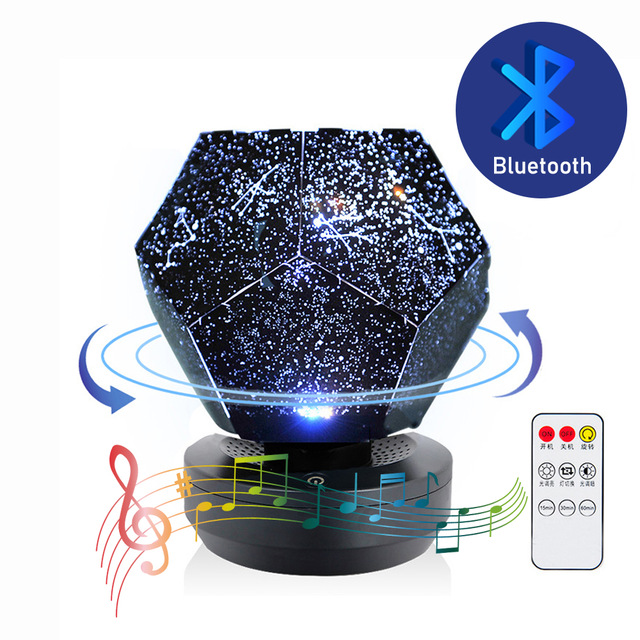 Bluetooth Speaker Star Light Projector - LED Galaxy Lamp, 3 Color Modes, Remote Control, Night Light for Kids & Nursery