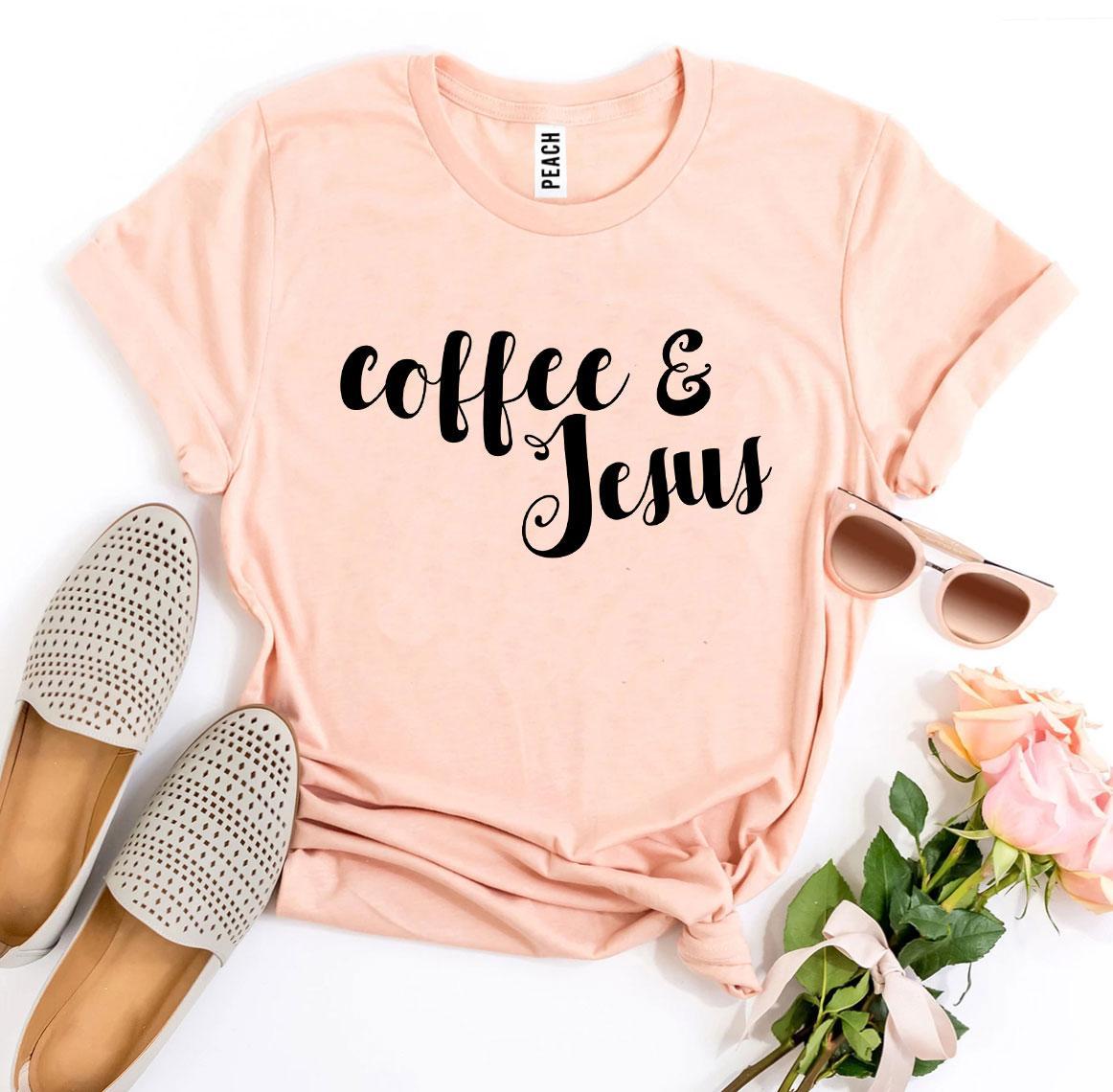Coffee And Jesus T-shirt - Premium Ring Spun Cotton, Soft Textile Flex Print, Bella Canvas