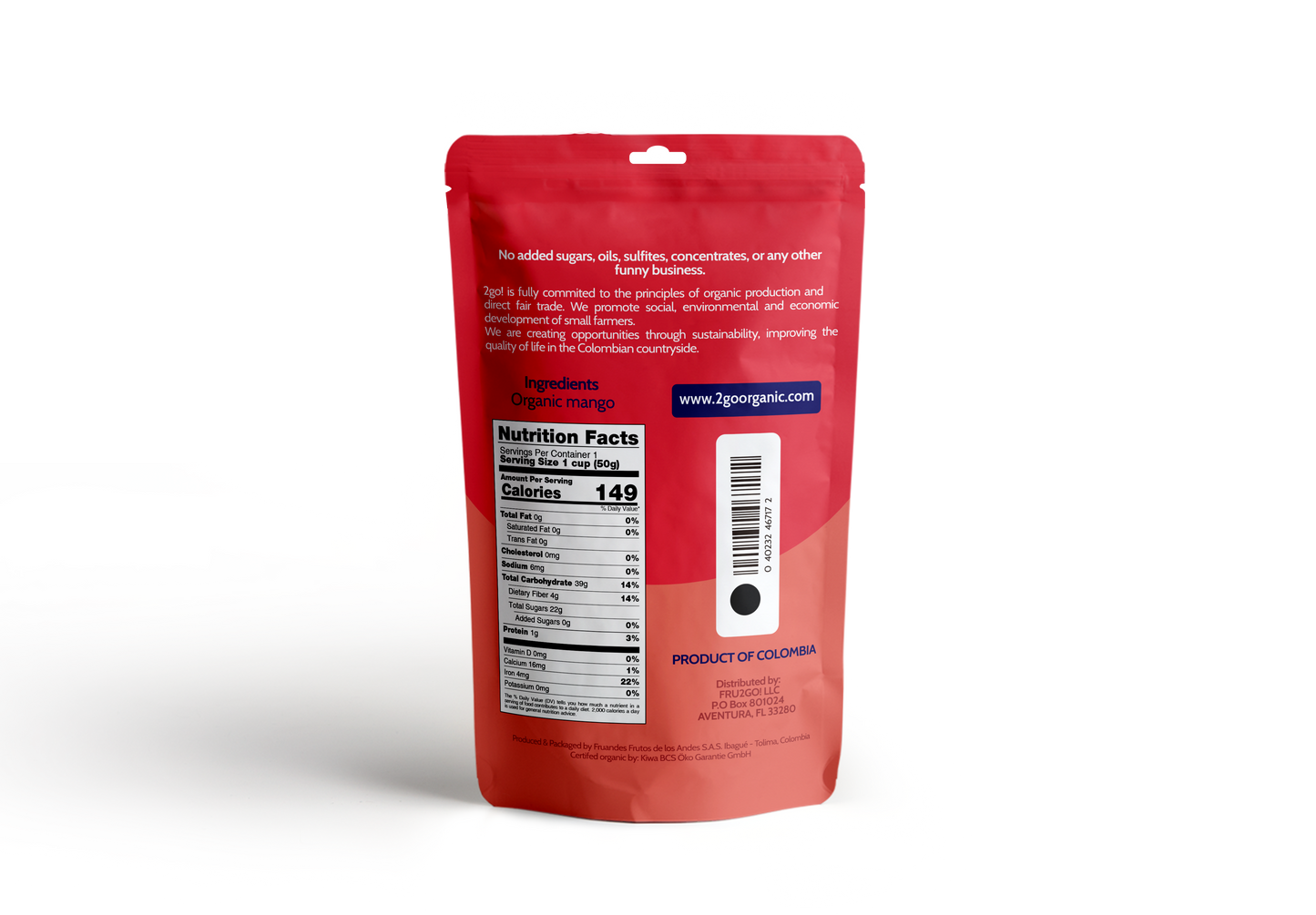 2GO! ® Organic Dried Mango pack of 4