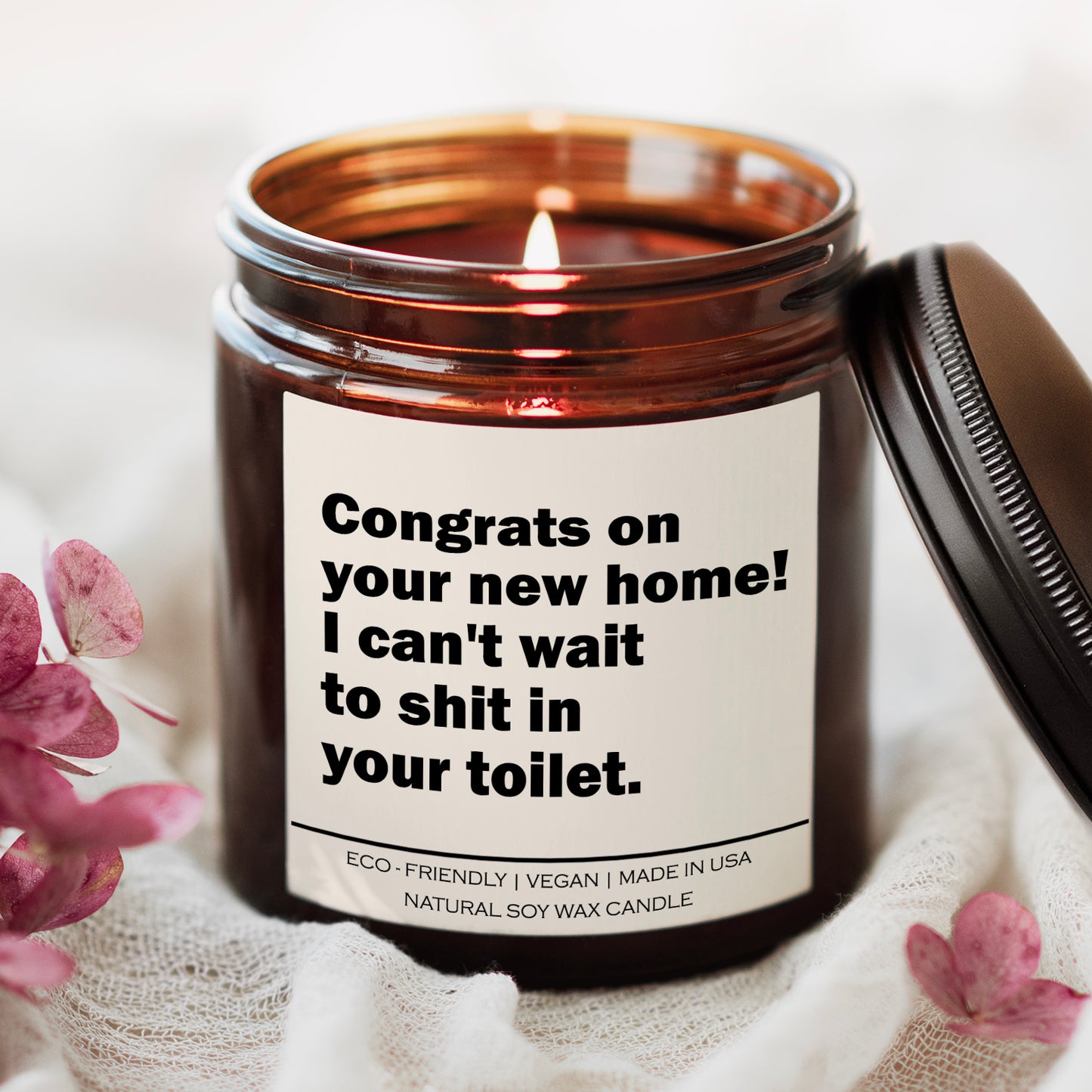 Congrats on Your New Home Candle - 9oz Soy Wax, Funny Gift, Multiple Scents, 50-60 Hour Burn Time