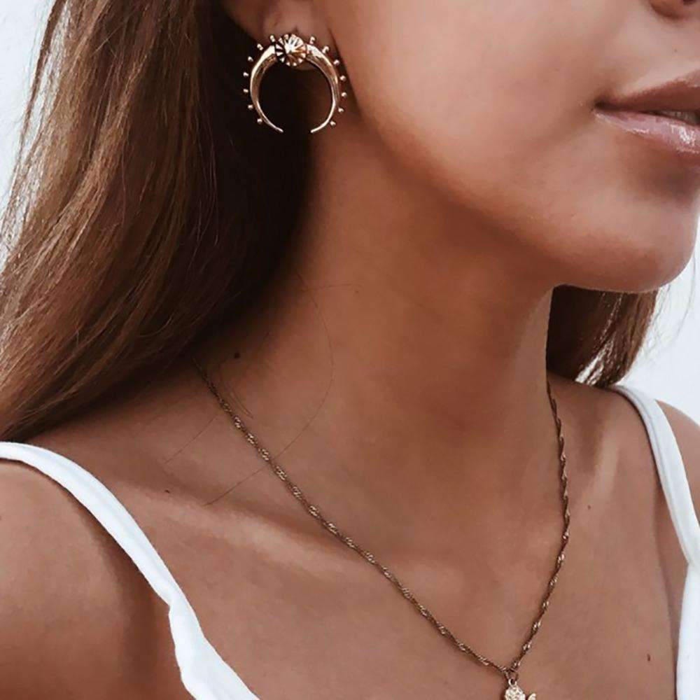 Crescent Moon Earrings - Zinc Alloy, 1" x 1", Unique Celestial Design