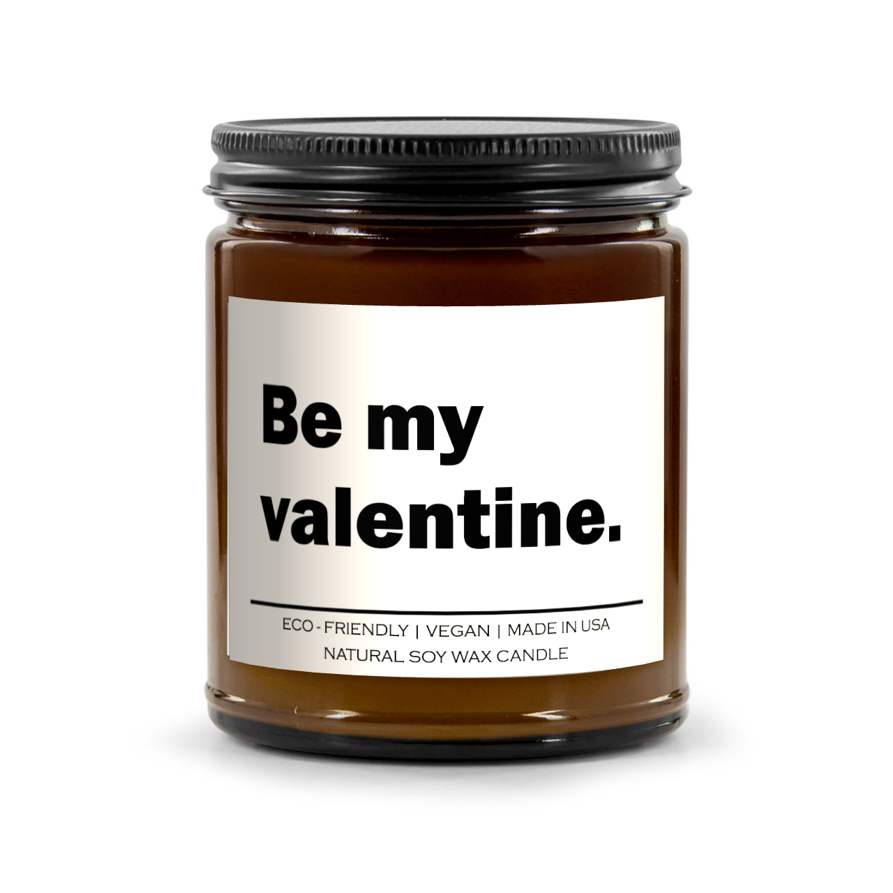 Be My Valentine Candle - 100% Natural Soy Wax, 9oz Amber Vessel, Multiple Scents, 50-60 Hour Burn Time