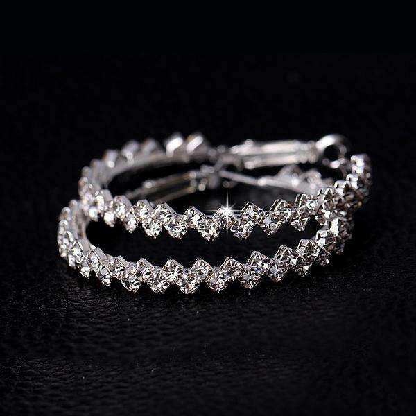 Crystal Hoop Earrings - Austrian Crystal, Zig-Zag Design, Zinc Alloy, Available in 1.69" or 2.04" Diameter