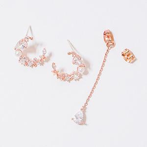 Asymmetric Sparkle Earrings - Silver or Rose Gold Plated with Genuine Crystals | One Stud and One Dangling Crystal for Unique Style
