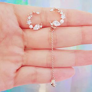 Asymmetric Sparkle Earrings - Silver or Rose Gold Plated with Genuine Crystals | One Stud and One Dangling Crystal for Unique Style