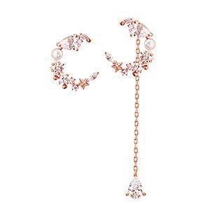 Asymmetric Sparkle Earrings - Silver or Rose Gold Plated with Genuine Crystals | One Stud and One Dangling Crystal for Unique Style