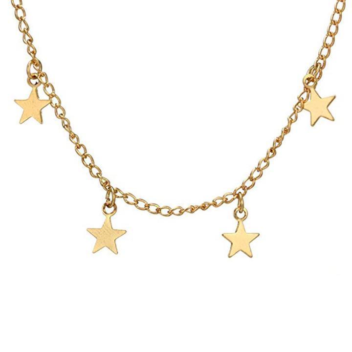 Dangling Star Necklace - High-Quality Zinc Alloy, 13" Choker with 2" Extender, Available in Silver & Gold