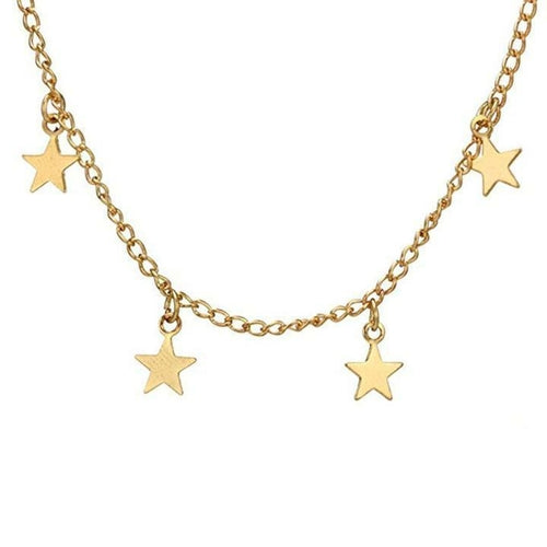 Dangling Star Necklace - High-Quality Zinc Alloy, 13" Choker with 2" Extender, Available in Silver & Gold