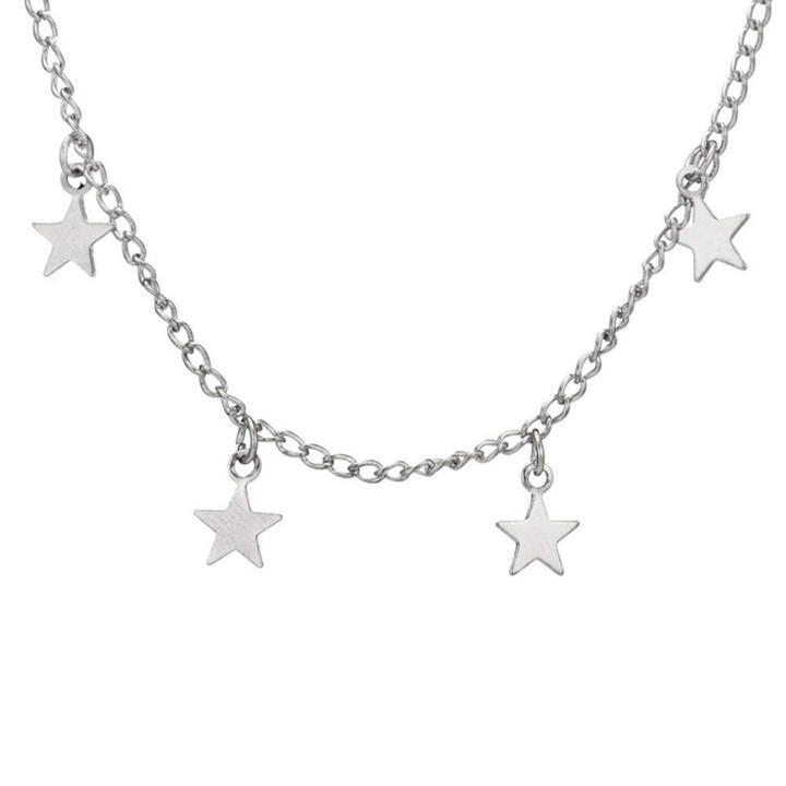 Dangling Star Necklace - High-Quality Zinc Alloy, 13" Choker with 2" Extender, Available in Silver & Gold