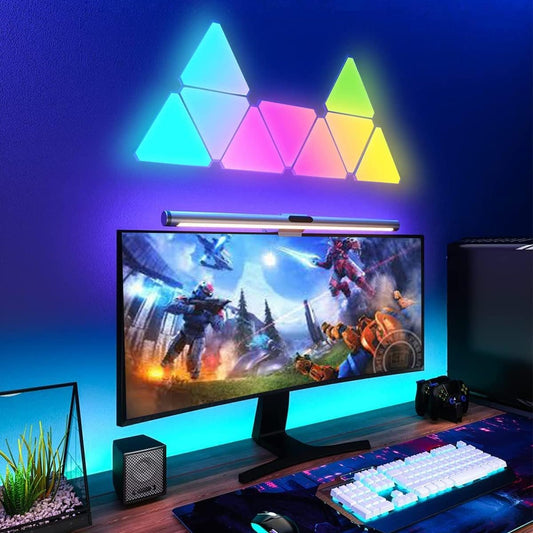 10-Pack RGBIC LED Triangle Lights with Razer Synapse 3 & Music Sync - Smart Home Decor