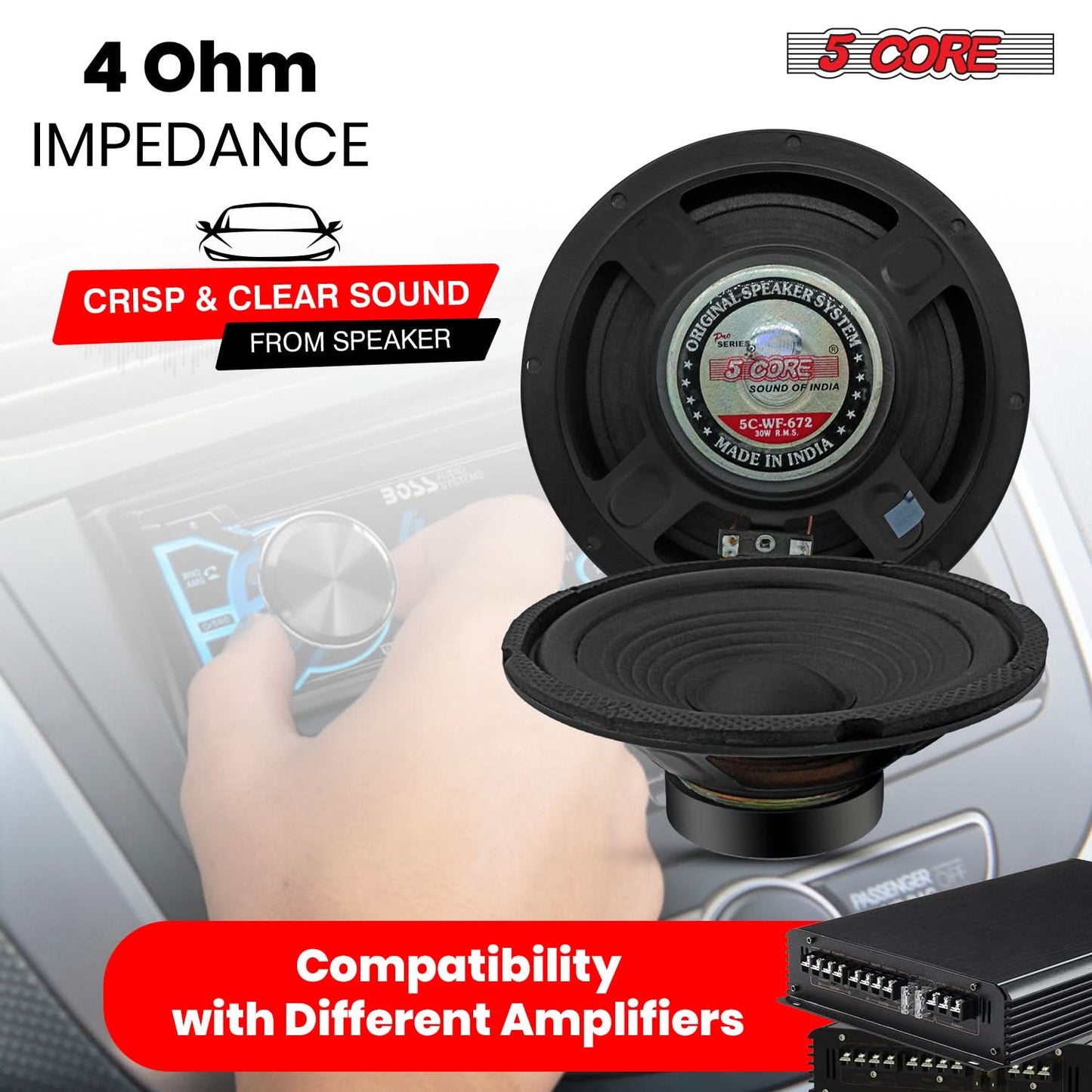 5Core 6 Inch Subwoofer speaker 300 Watt Car Subwoofer 4 Ohm Replacemen