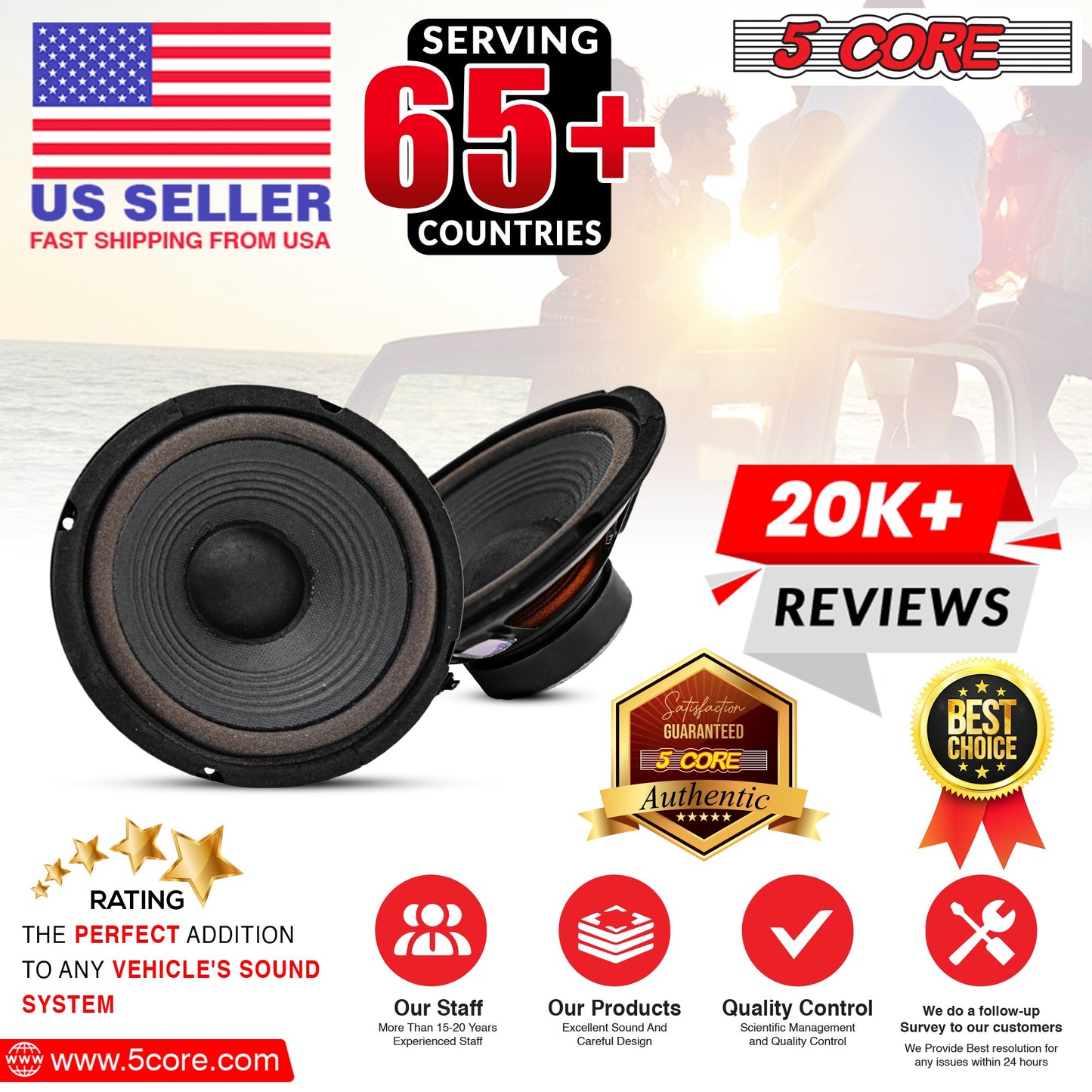 5Core 6 Inch Subwoofer speaker 300 Watt Car Subwoofer 4 Ohm Replacemen