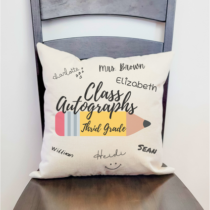 Class Autographs 3rd Grade Pillow Cover