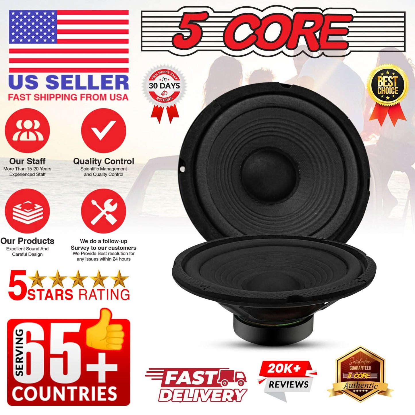 5Core 6 Inch Subwoofer speaker 300 Watt Car Subwoofer 4 Ohm Replacemen