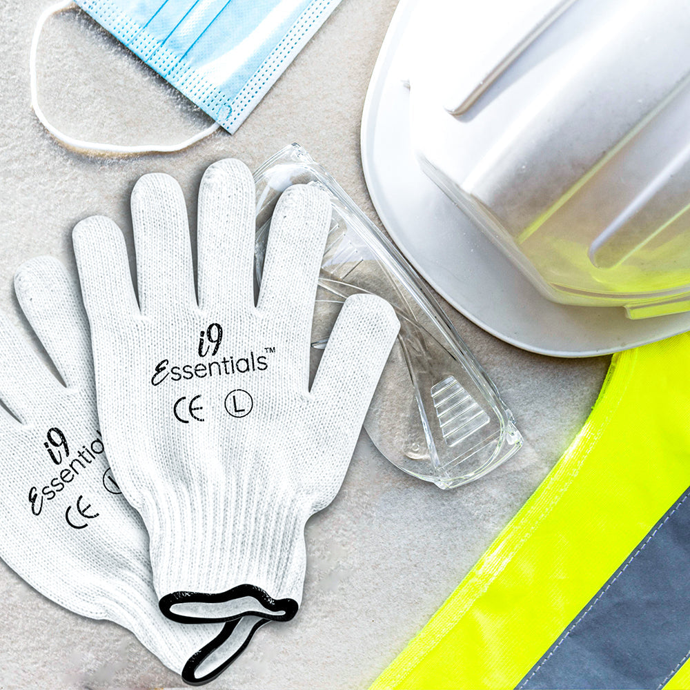 Cotton & Dotted PVC | Cotton Work Gloves | White | L | Pack of 12